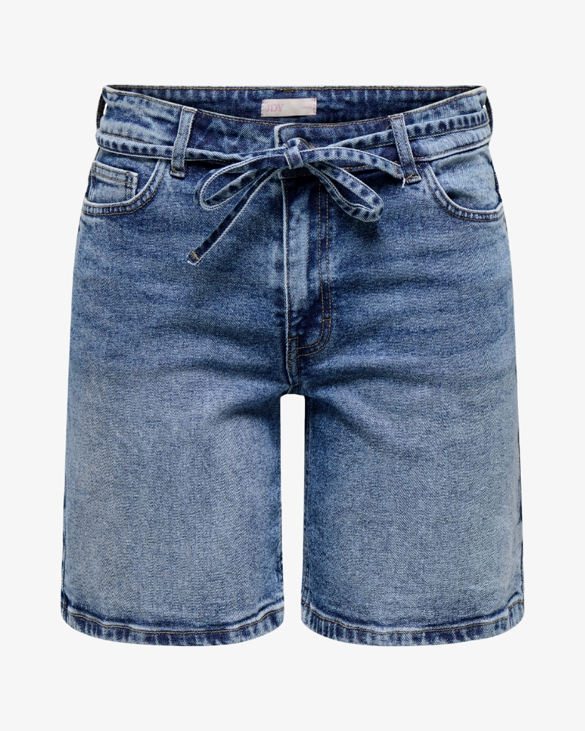 JDY Lullu Tie Denim Shorts Blå