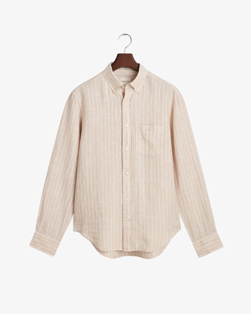 Gant Stribet Hør Skjorte Sand