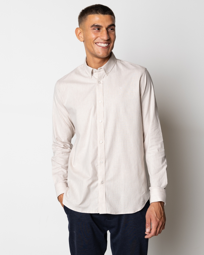 Clean Cut Oxford Stretch Skjorte Sand