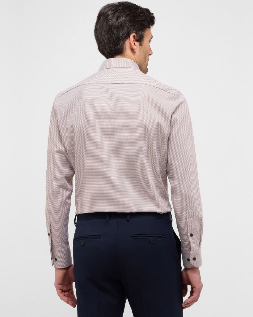 Eterna Houndstooth Skjorte Modern Fit Beige