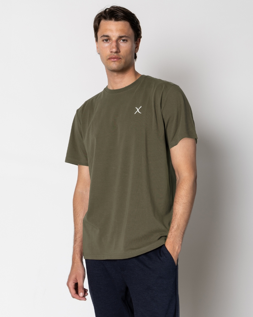 Clean Cut Cross Logo Organic T-Shirt Army