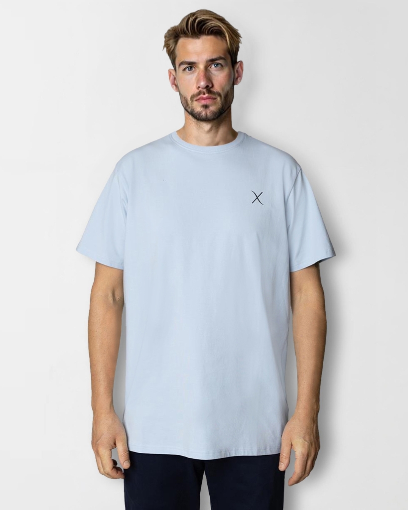 Clean Cut Cross Logo Organic T-Shirt Lyseblå