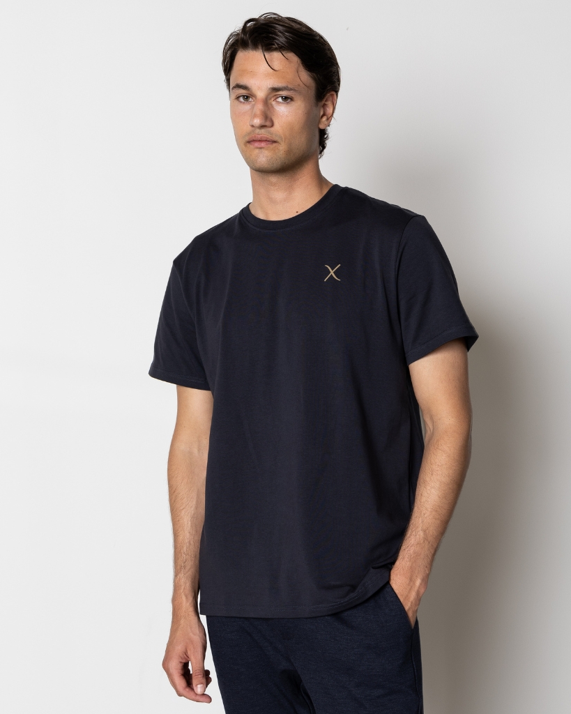 Clean Cut Cross Logo Organic T-Shirt Navy
