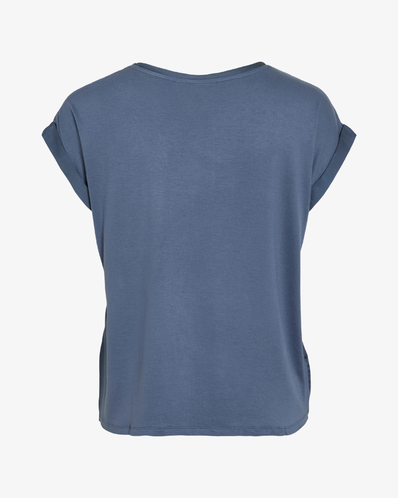 Vila Ellette Satin Bluse Blå