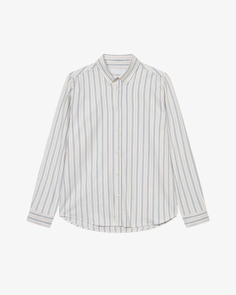 Les Deux Konrad Striped Oxford Skjorte Light Ivory