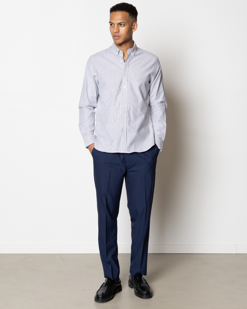 Clean Cut Oxford Stribet Skjorte Navy