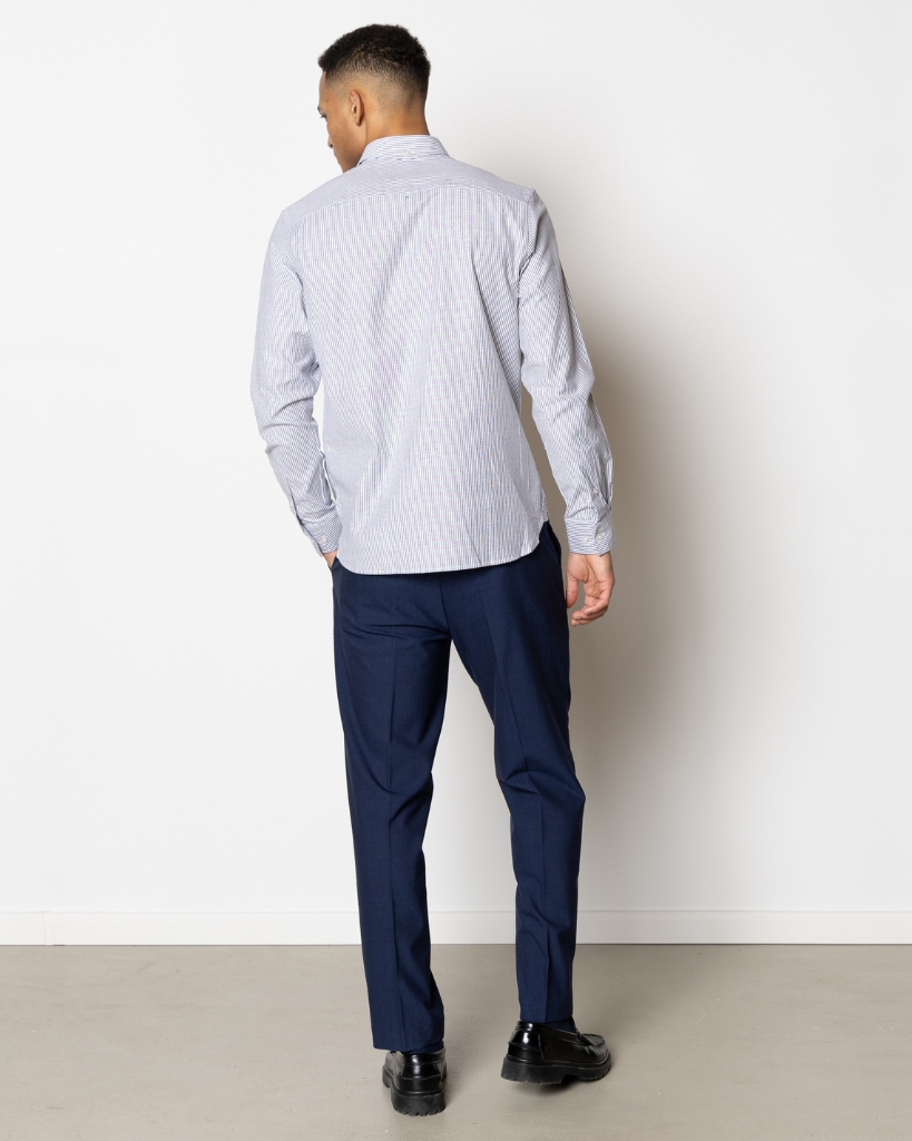 Clean Cut Oxford Stribet Skjorte Navy