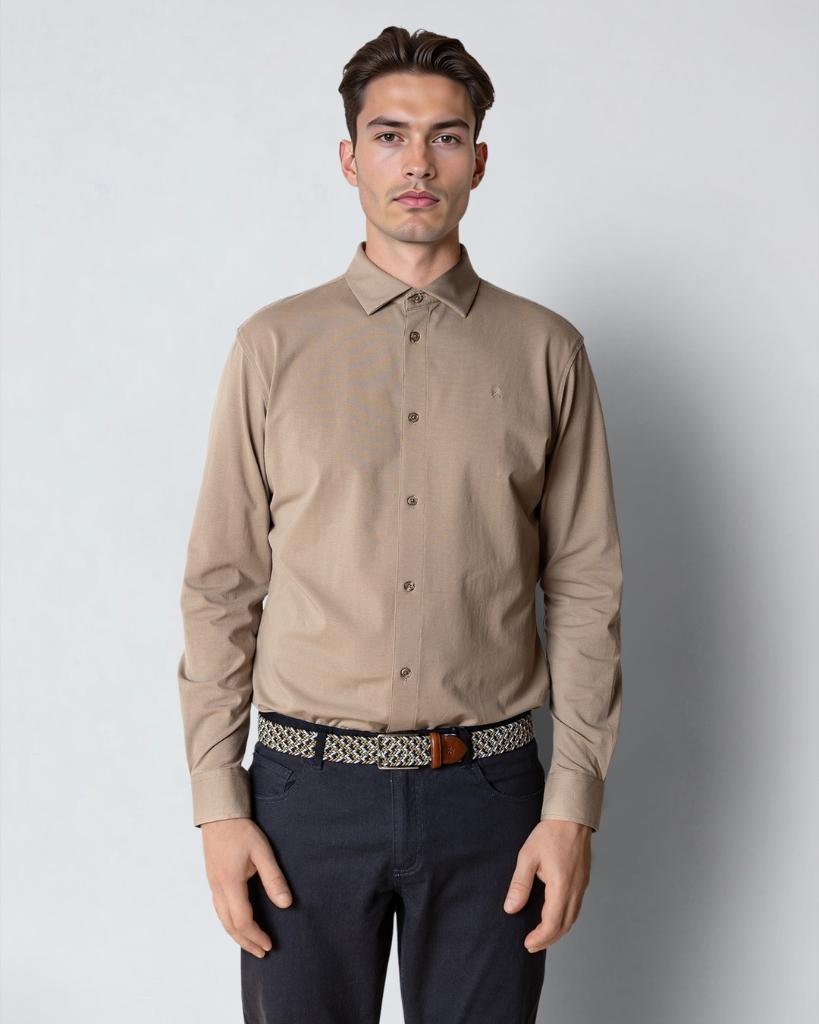 Clean Cut Formal Stretch Skjorte Beige
