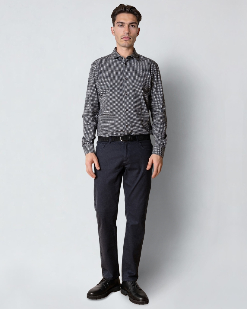 Clean Cut Formal Stretch Skjorte Mørkebrun