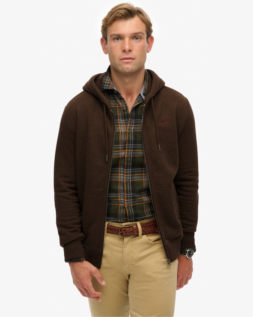 Superdry Essential Logo Zip Hoodie Brun