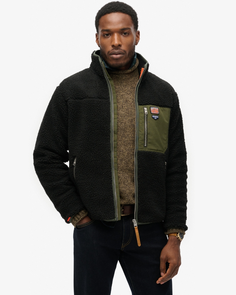 Superdry Vintage Retro Fleece Jakke Sort