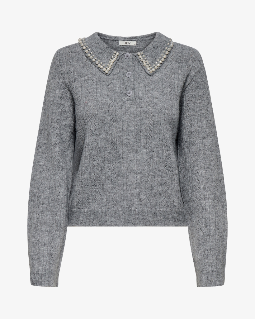 JDY April Life Strikbluse Grå