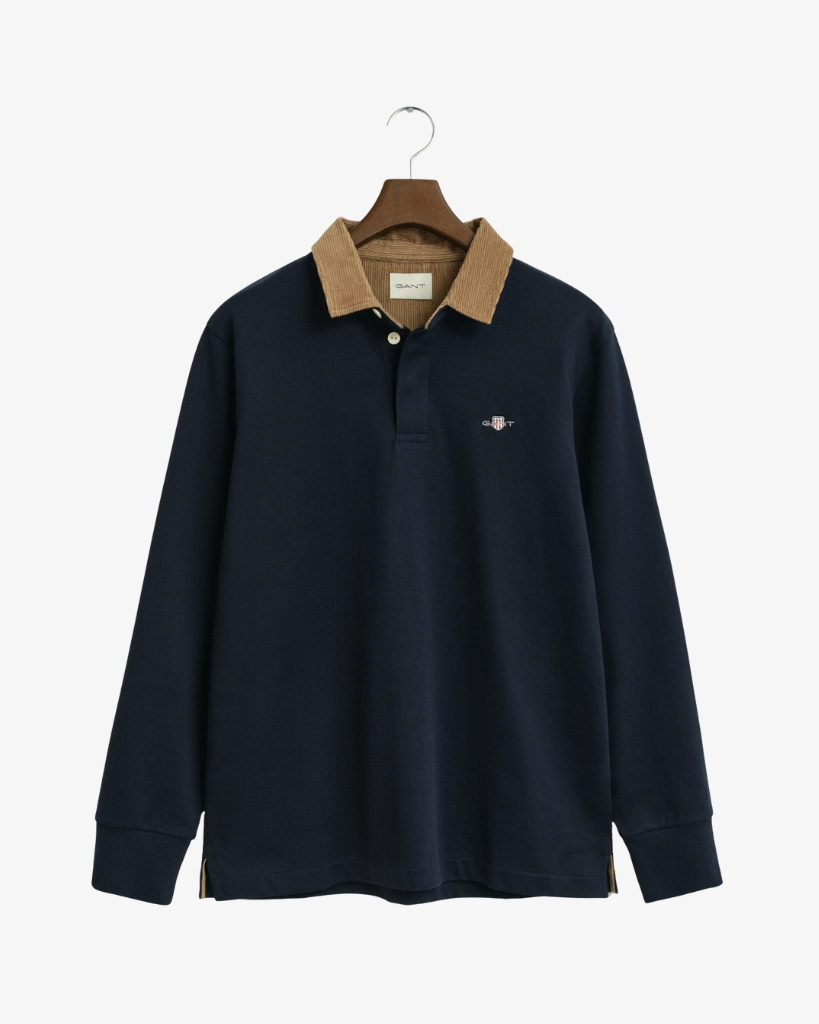 Gant Corduroy Langærmet Polo Mørkeblå