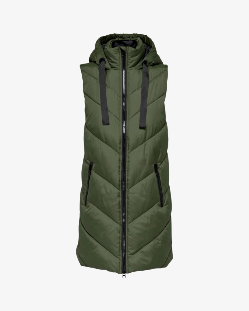 JDY Skylar Padded Hood Vest Grøn