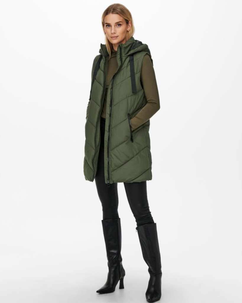 JDY Skylar Padded Hood Vest Grøn