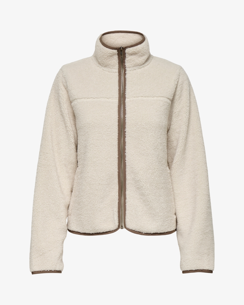 JDY Teddy Zip Jacket Offwhite
