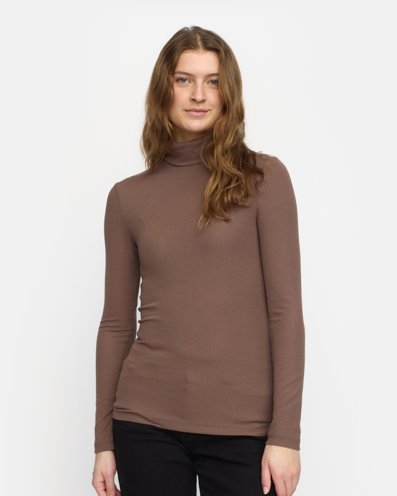 Soft Rebels Marla Striktrøje M. Rullekrave Brun