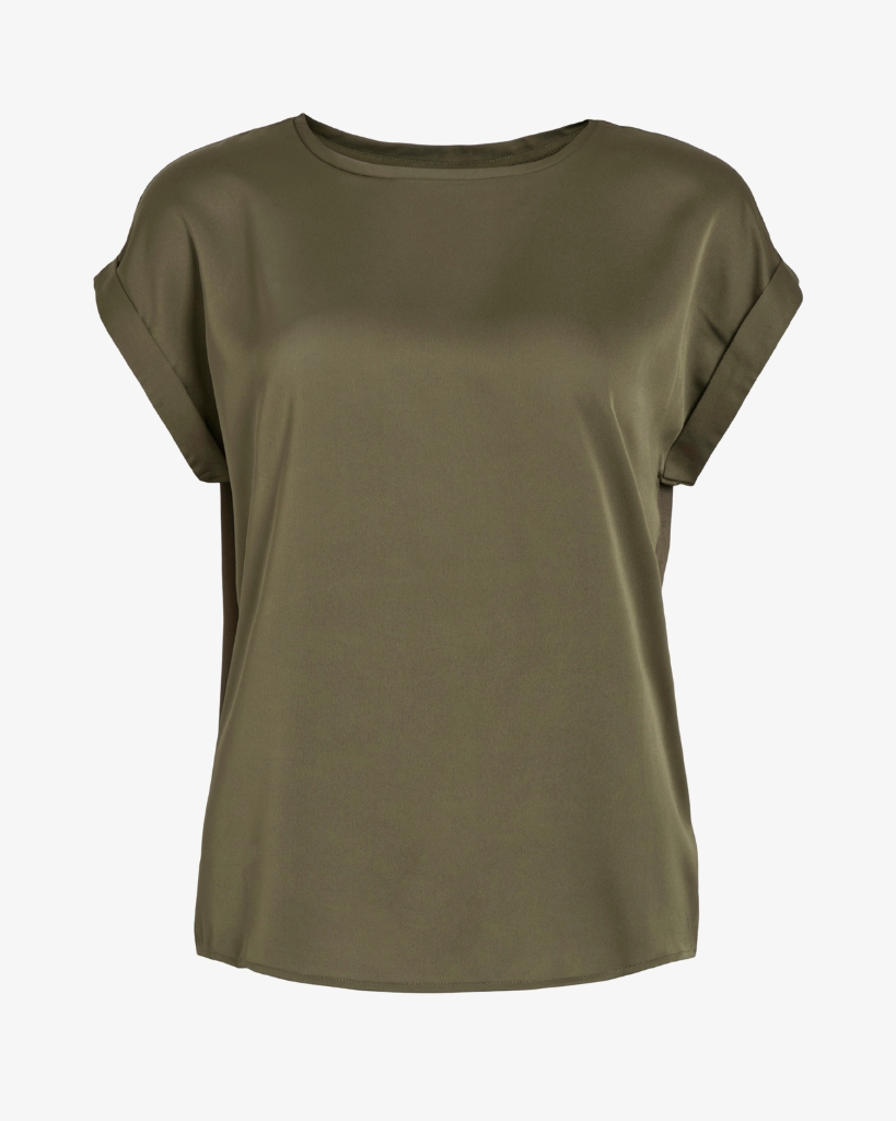 Vila Viellette Satin Bluse Oliven