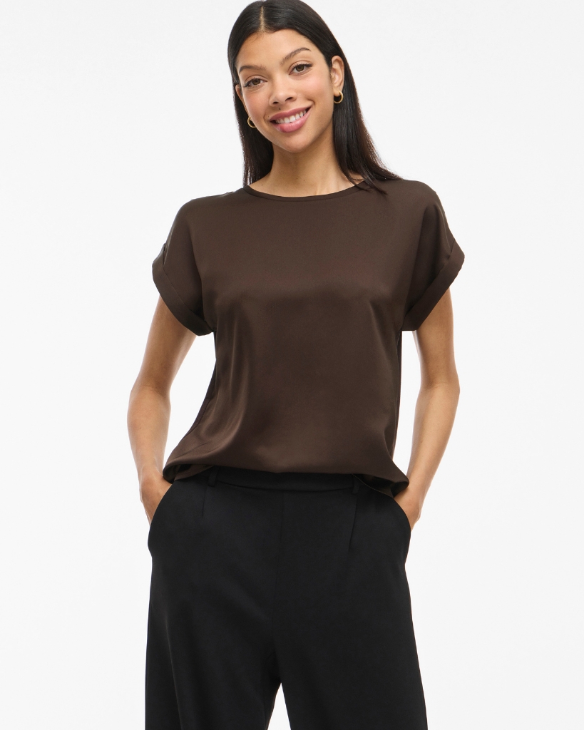 Vila Viellette Satin Bluse Brun