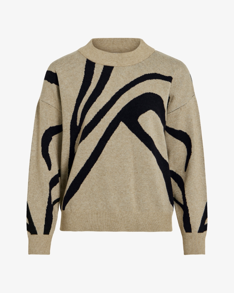 Vila Jacquard Strik Sand