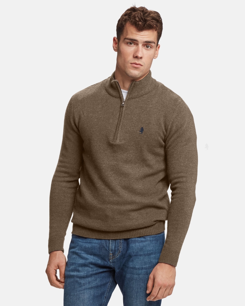 MCS Axel Half-zip Strik Brun Melange