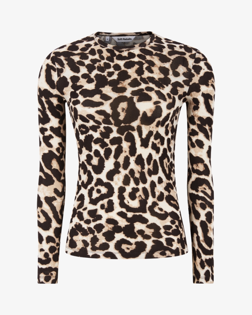 Soft Rebels Roman Bluse/Mesh Leopard