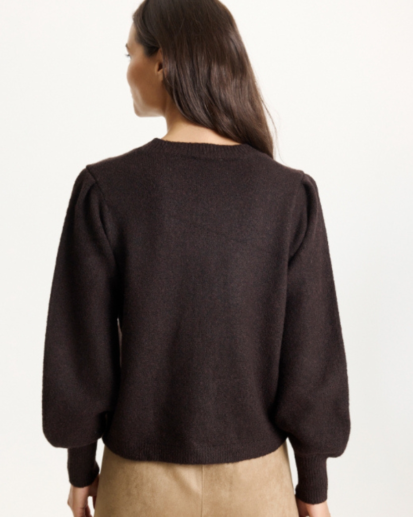 In Front Pearl Cardigan Brun