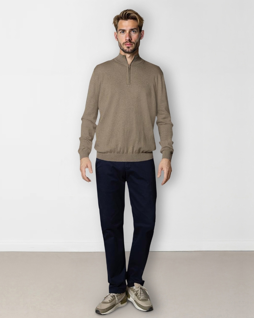Clean Cut Claude Half-zip Strik Beige Melange