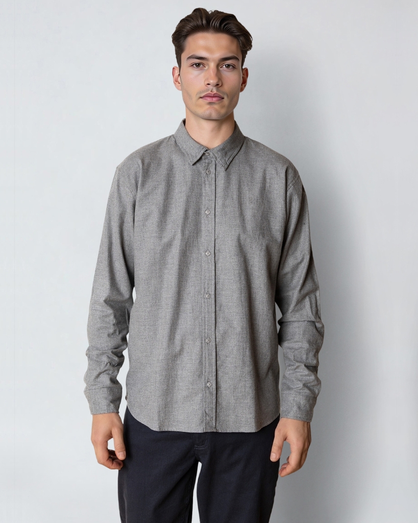 Clean Cut Russel Flannelskjorte Mørkegrå Melange