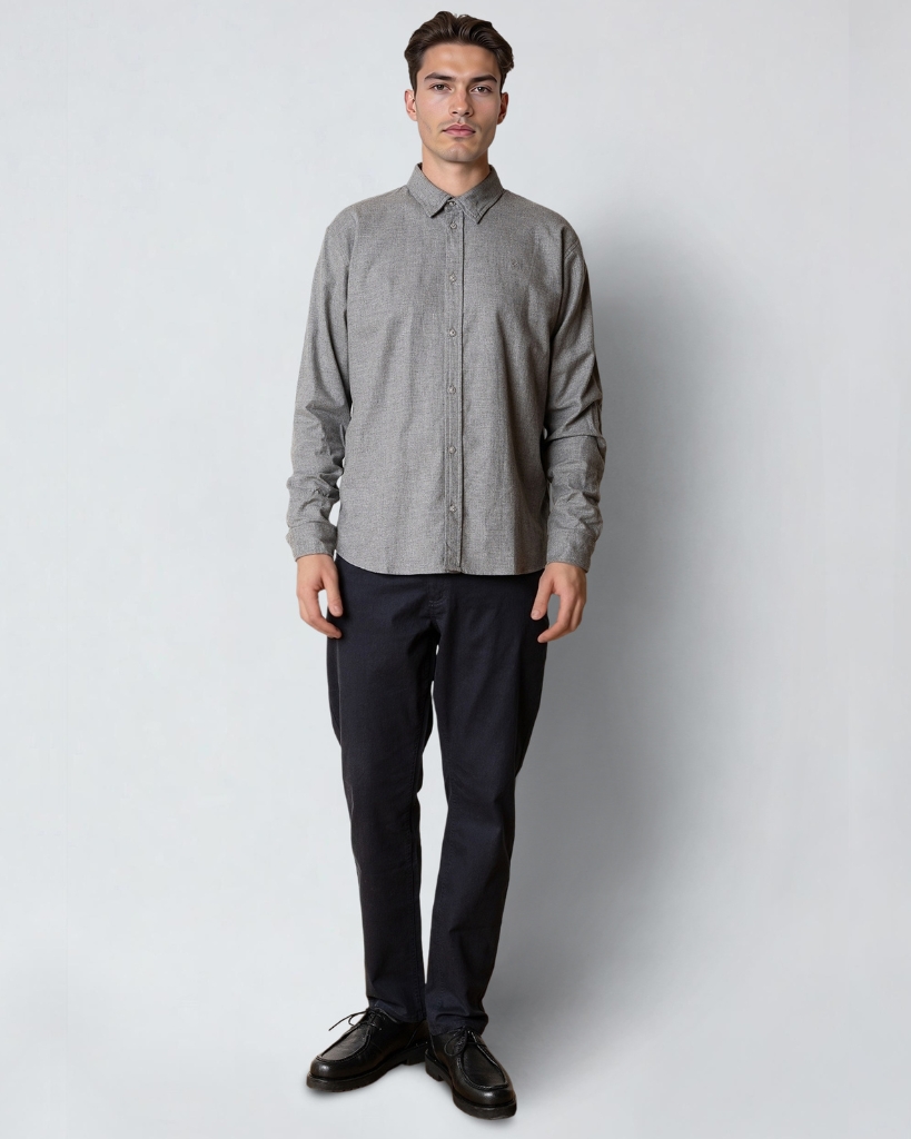 Clean Cut Russel Flannelskjorte Mørkegrå Melange