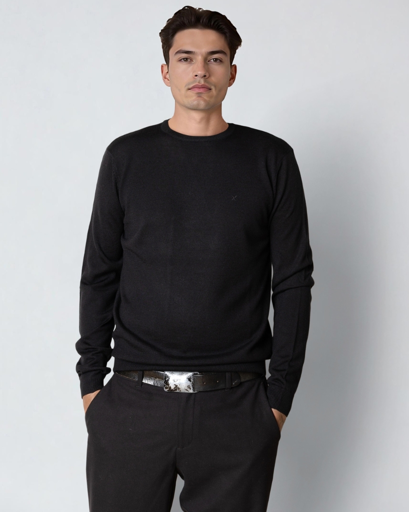 Clean Cut Merino Strik Sort