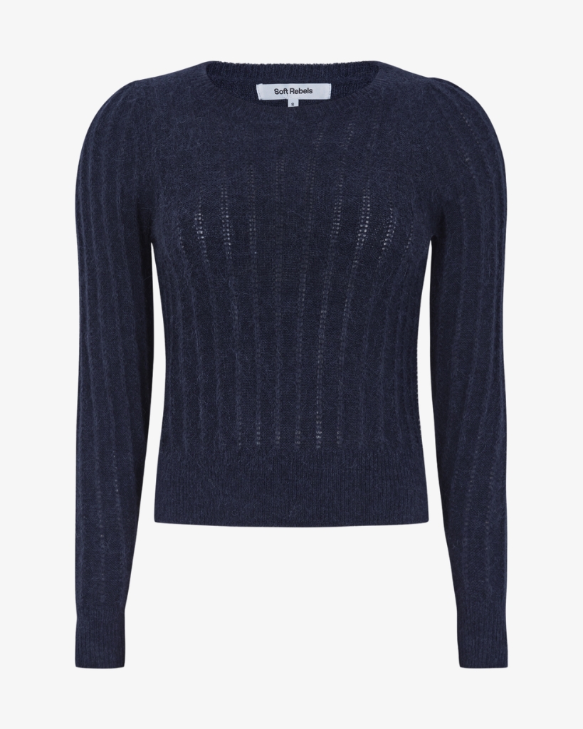 Soft Rebels Tones Striktrøje Navy