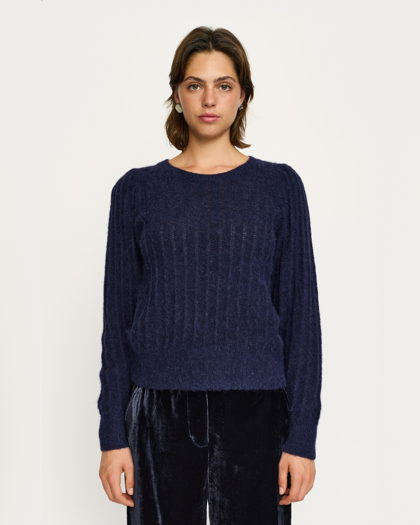 Soft Rebels Tones Striktrøje Navy