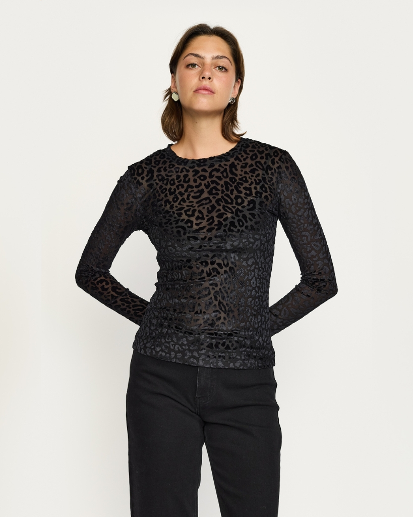 Soft Rebels Zaria Mesh Bluse Sort