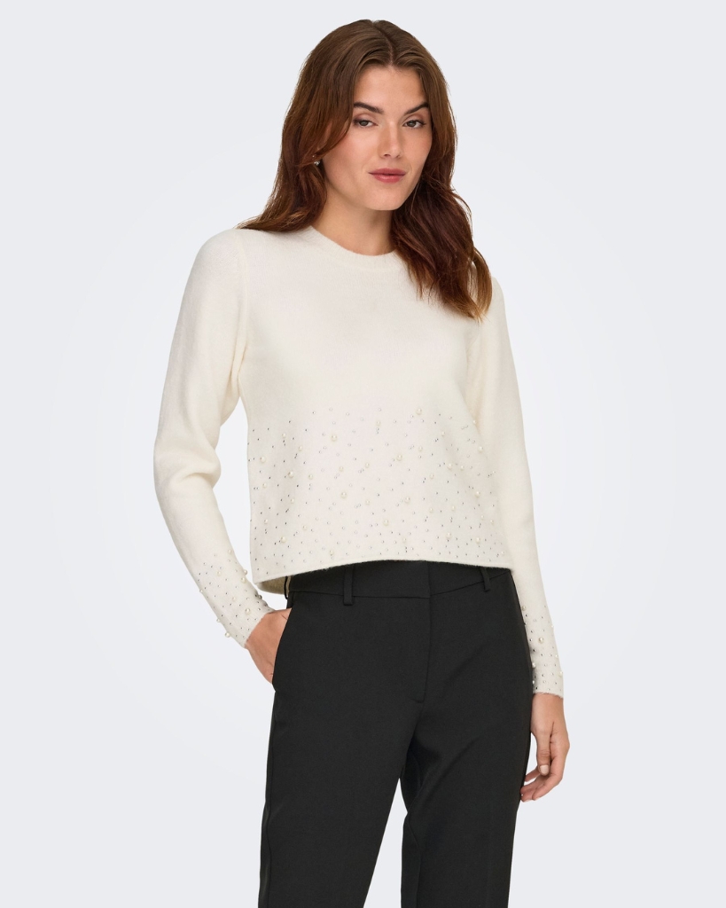 JDY Pearl Striktrøje Hvid