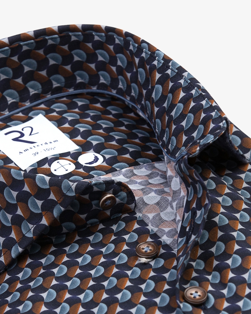 R2 Retro Print Skjorte Modern Fit