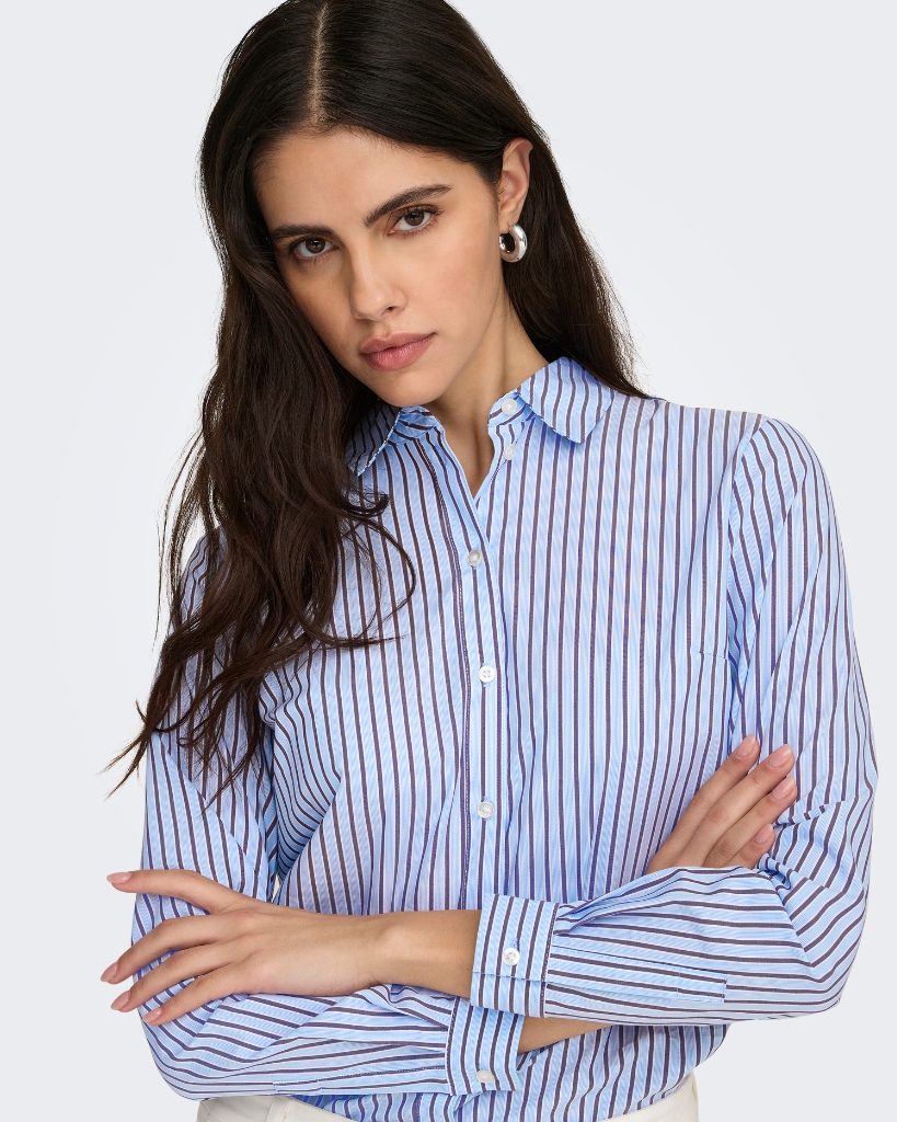 JDY Mio Skjorte Lyseblå/Brun