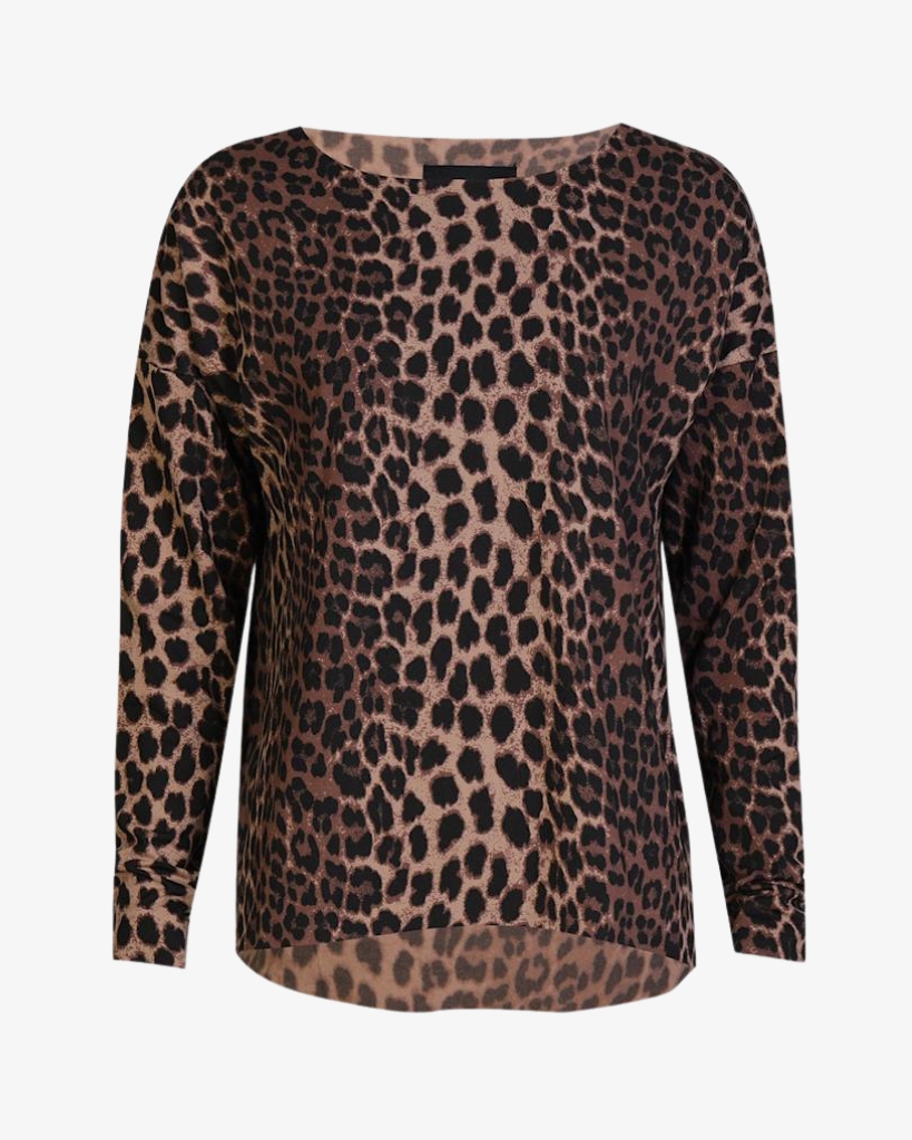 Liberte Alma Bluse Fleece Leopard Brun