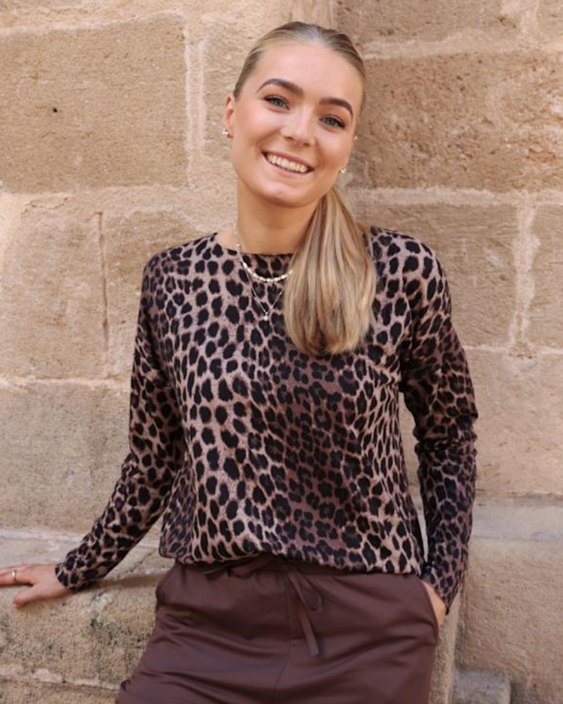Liberte Alma Bluse Fleece Leopard Brun
