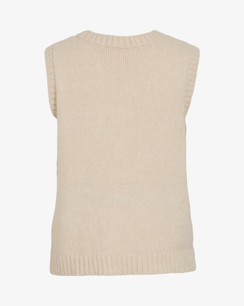 Vila Vimets Jacquard Strik Vest Offwhite