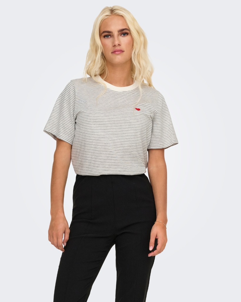 Jdy Pisa T-shirt Grå/Offwhite