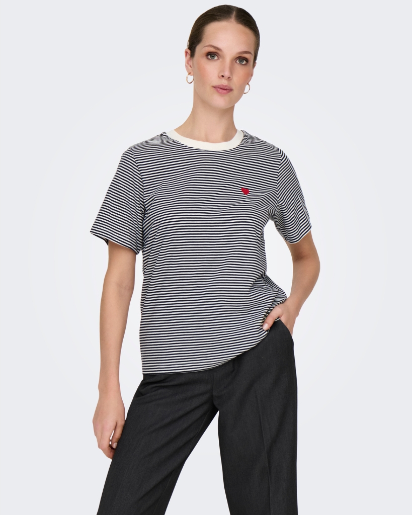 JDY Pisa T-shirt Blå/Offwhite