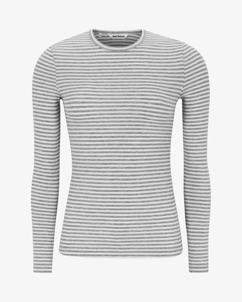 Soft Rebels Fenja T-shirt Grå/hvid stribet