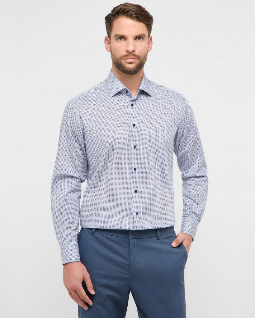 Eterna Ternet Skjorte Comfort Fit Blå