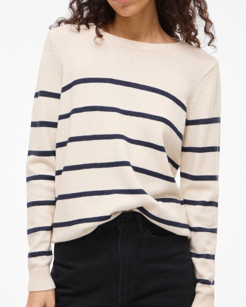 Vila Viril Detail Strik Offwhite/blå