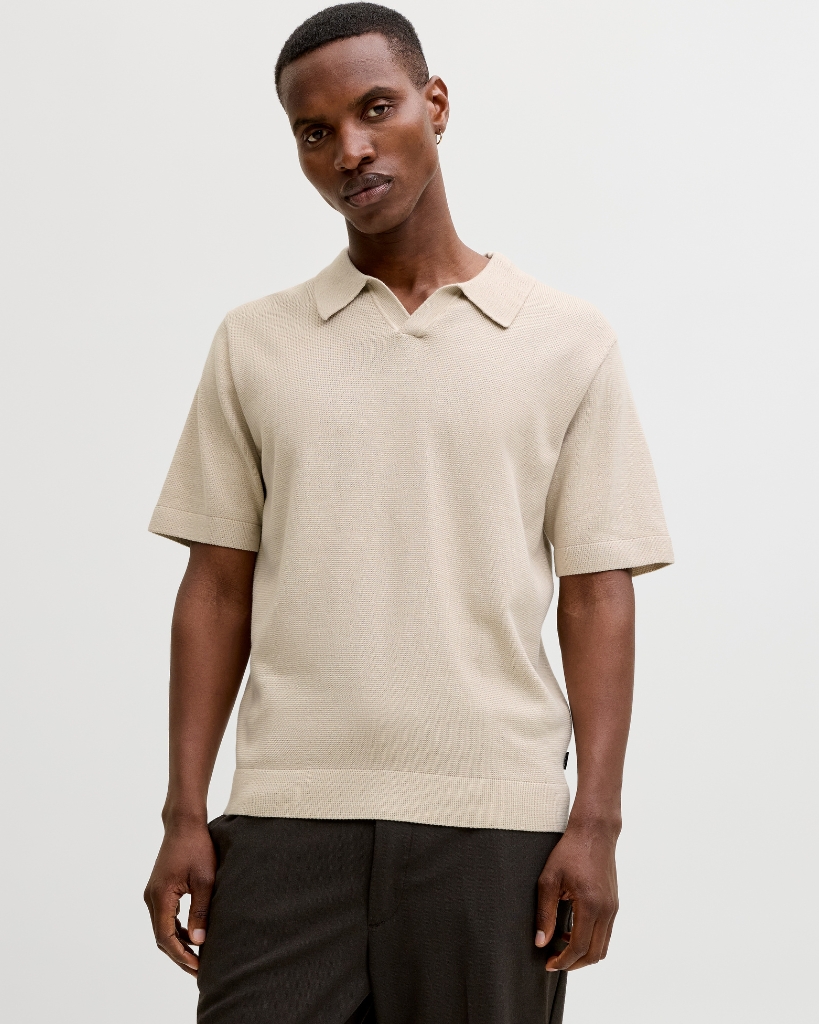 Jack Jones Milano Strikpolo Sand