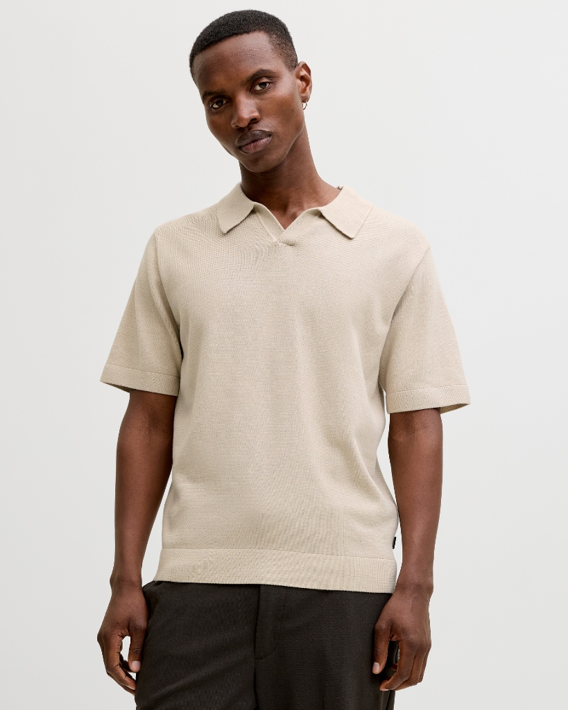 Jack Jones Milano Strikpolo Sand Plussize