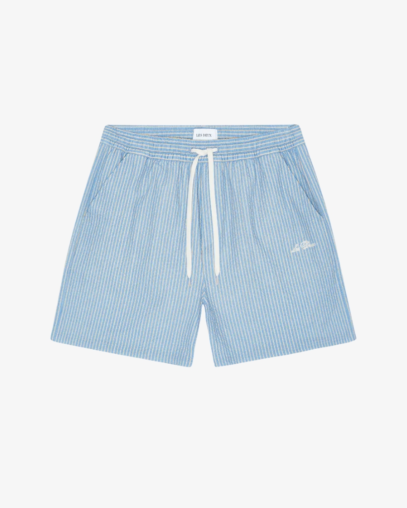 Les Deux Stan Stribede Badeshorts Lyseblå