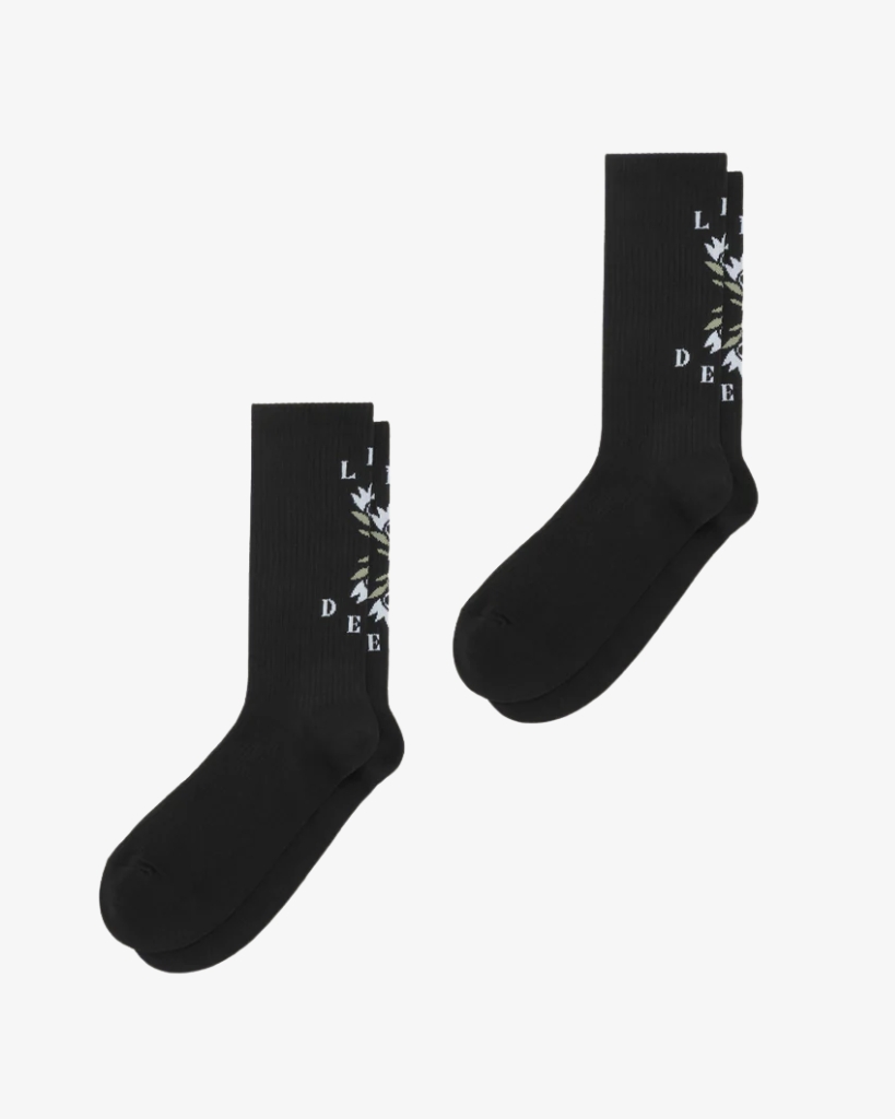 Les Deux 2-pak Logo Flower Sokker Sort