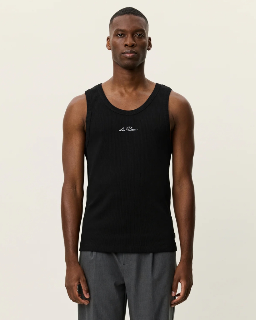 Les Deux Arthur Logo Rib Tanktop Sort